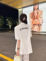 Chanel White Embroidered Letter Blazer - Image 6