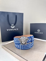 VERSACE 3.8cm Blue Double-Sided Belt - Image 10