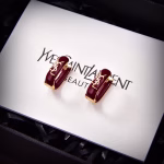 YSL Saint Laurent Letter Earrings, Original Brass Material - Image 5