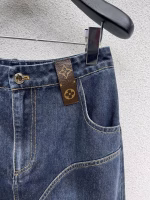 Louis Vuitton High-Waisted Split Frayed Denim Skirt - Image 10