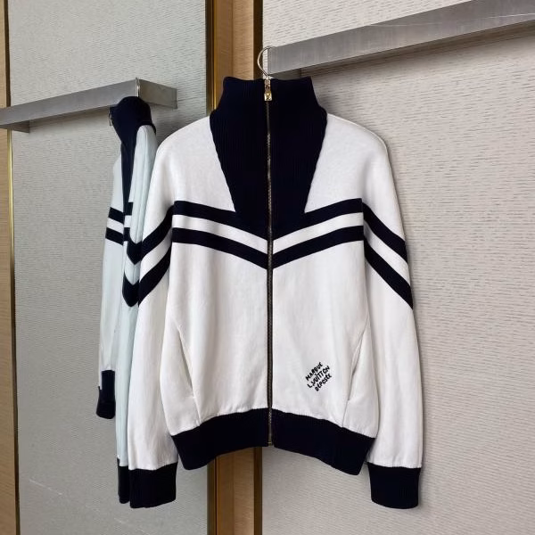 4 LV Embroidered Zip Knitted Sweater Coat - Image 1