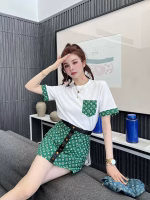 LV Customized Jacquard Patchwork Lambskin Skirt Set - Image 9