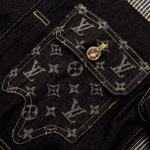 LV Deconstructed Patchwork Monogram All-Over Print Utility Denim Jacket - Image 9