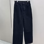 Louis Vuitton 2025 New Style Straight Jeans with Dark Pattern Flocking Jacquard (Black)