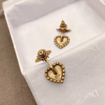 𝐃𝐈𝐎𝐑' 🐝𝐣𝐚𝐝𝐢𝐨𝐫 Vintage Little Bee Heart-shaped Rhinestone Earrings - Image 2