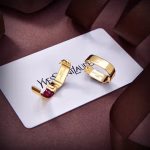 YSL Saint Laurent Letter Earrings, Original Brass Material - Image 6