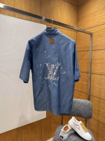 LV Louis Vuitton Sailing Boat Embroidery Port Theme Blue Men's Short-Sleeve Shirt and Shorts Set - Image 10