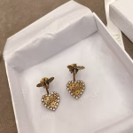 𝐃𝐈𝐎𝐑' 🐝𝐣𝐚𝐝𝐢𝐨𝐫 Vintage Little Bee Heart-shaped Rhinestone Earrings - Image 3