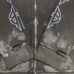 Balenciaga Eiffel Tower Paris Night Distressed, Dirty, Ripped, Washed Hooded Zip-Up Jacket Sweatshirt - Image 2