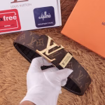 LV New Style Men's Belt with Abstract Line Letter Steel Buckle - Image 10