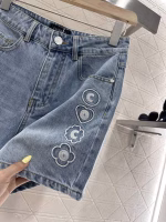 Chanel 2025 New Arrival High-Waisted Washed Denim Shorts - Image 2