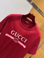 GUCCI Ancla Red Embellished Printed Knitted Cotton T-Shirt - Image 2