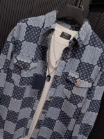 LV Positioning Jacquard All-Over Print Classic Checkerboard Letter Pattern Loose-Fit Couple Jacket - Image 9