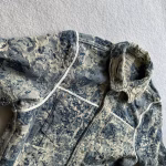 2023 Louis Vuitton LV Distressed Floral Rose Jacquard Heavy-Wash Fringed Denim Jacket - Image 2