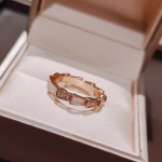 Narrow version / Wide version White Mother-of-Pearl with Diamond-inlaid Serpentine Ring - Image 2
