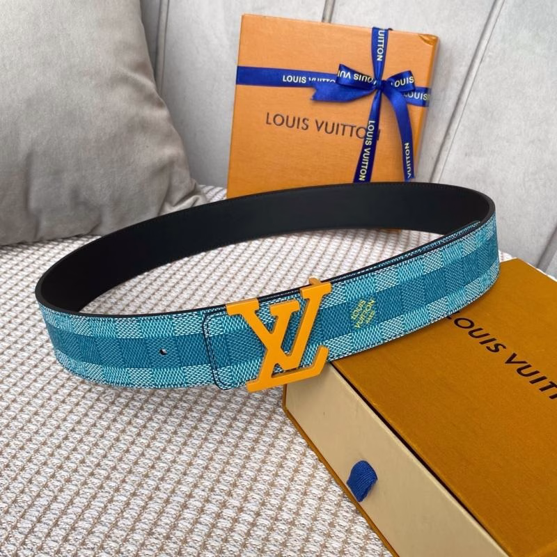 6 LV Men's Reversible Blue Canvas Belt - Image 1