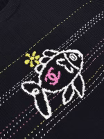 Chanel 2025 Early Spring Small Fish Embroidered Knitted Short-Sleeve Top - Image 3