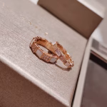 Narrow version / Wide version White Mother-of-Pearl with Diamond-inlaid Serpentine Ring - Image 3