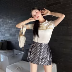 Dior Monogram collection side-slit high couture jacquard skort