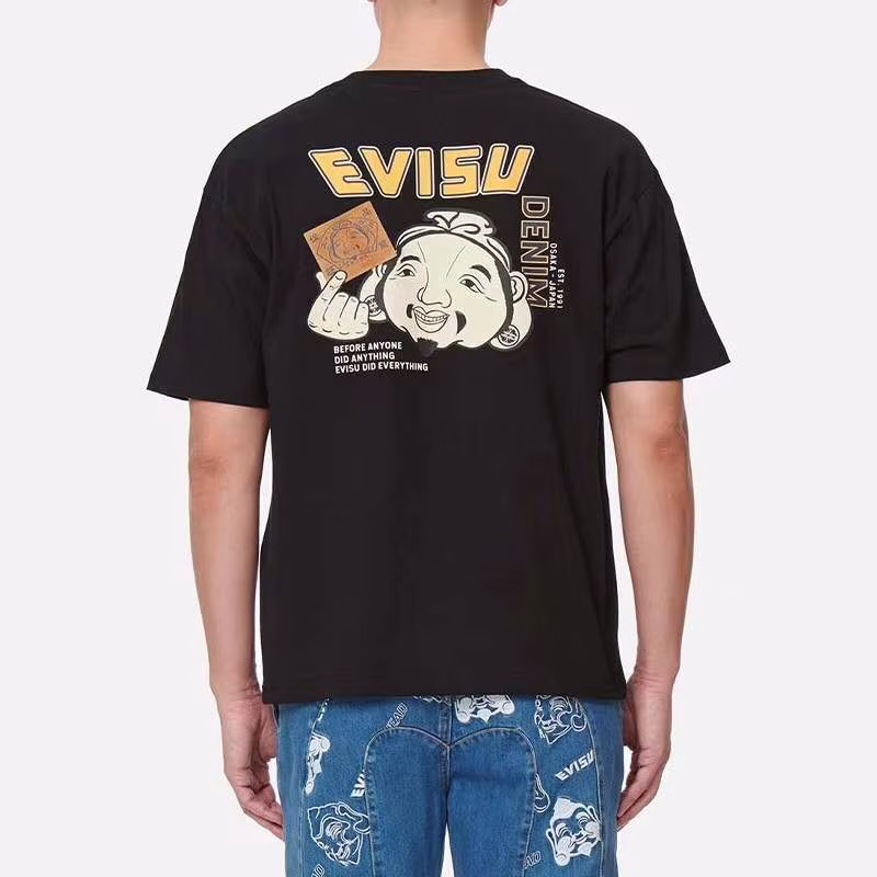 6 Evisu 2022 Spring/Summer unisex Buddha head printed short-sleeve casual crewneck T-shirt - Image 1