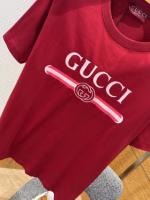 GUCCI Ancla Red Embellished Printed Knitted Cotton T-Shirt - Image 3