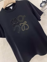 Loewe 2025 New Embroidered Beaded Gold Powder T-Shirt - Image 7