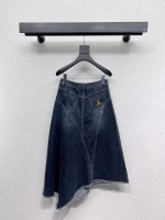 Louis Vuitton High-Waisted Split Frayed Denim Skirt - Image 3