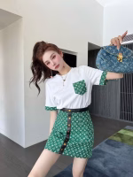 LV Customized Jacquard Patchwork Lambskin Skirt Set - Image 2