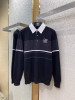 LV Louis Vuitton Lapel Jacquard Long-Sleeve Polo Shirt - Image 2