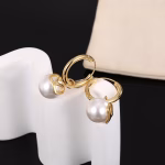 Valentino Logo V-shaped Pearl Earrings - Image 3