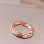 Narrow version / Wide version White Mother-of-Pearl with Diamond-inlaid Serpentine Ring - Image 7