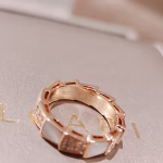 Narrow version / Wide version White Mother-of-Pearl with Diamond-inlaid Serpentine Ring - Image 8