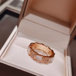 Narrow version / Wide version White Mother-of-Pearl with Diamond-inlaid Serpentine Ring - Image 10