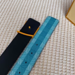 LV Men's Reversible Blue Canvas Belt - Image 7