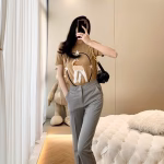 Burberry Deer Pattern Wool Knitted Short-Sleeve Top