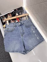 Chanel 2025 New Arrival High-Waisted Washed Denim Shorts - Image 4