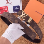 LV New Style Men's Belt with Abstract Line Letter Steel Buckle - Image 8