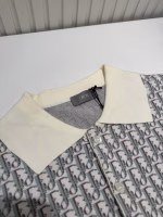 Dior Turn-Down Collar Oblique Monogram Jacquard Cashmere Knit Polo Short Sleeve - Image 8