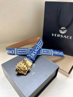 VERSACE 3.8cm Blue Double-Sided Belt - Image 4