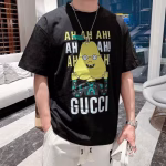Gucci cartoon smiling face pear character letter print trendy pure cotton crewneck T-shirt - Image 4