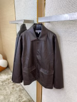 LOEWE Distressed Leather Jacket Coat - Image 4