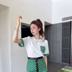 LV Customized Jacquard Patchwork Lambskin Skirt Set