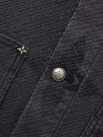 LV Louis Vuitton 2024 New Large Letter Floral Jacquard Washed Utility Denim Jacket Coat - Image 3