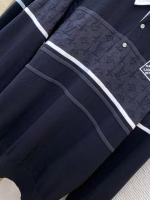 LV Louis Vuitton Lapel Jacquard Long-Sleeve Polo Shirt - Image 3