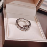 Serpenti Viper Collection 🐍 Narrow Version Snake Full Diamond 2-Circle Snake Bone Ring - Image 2