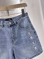 Chanel 2025 New Arrival High-Waisted Washed Denim Shorts - Image 5