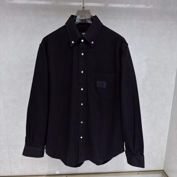 8 FENDI Leather Patch Men's Shirt - Image 1