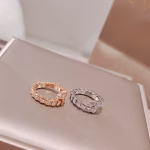 Serpenti Viper Collection 🐍 Narrow Version Snake Full Diamond 2-Circle Snake Bone Ring - Image 3