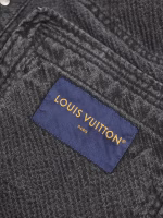 LV Louis Vuitton 2024 New Large Letter Floral Jacquard Washed Utility Denim Jacket Coat - Image 4