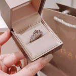 Serpenti Viper Collection 🐍 Narrow Version Snake Full Diamond 2-Circle Snake Bone Ring - Image 5